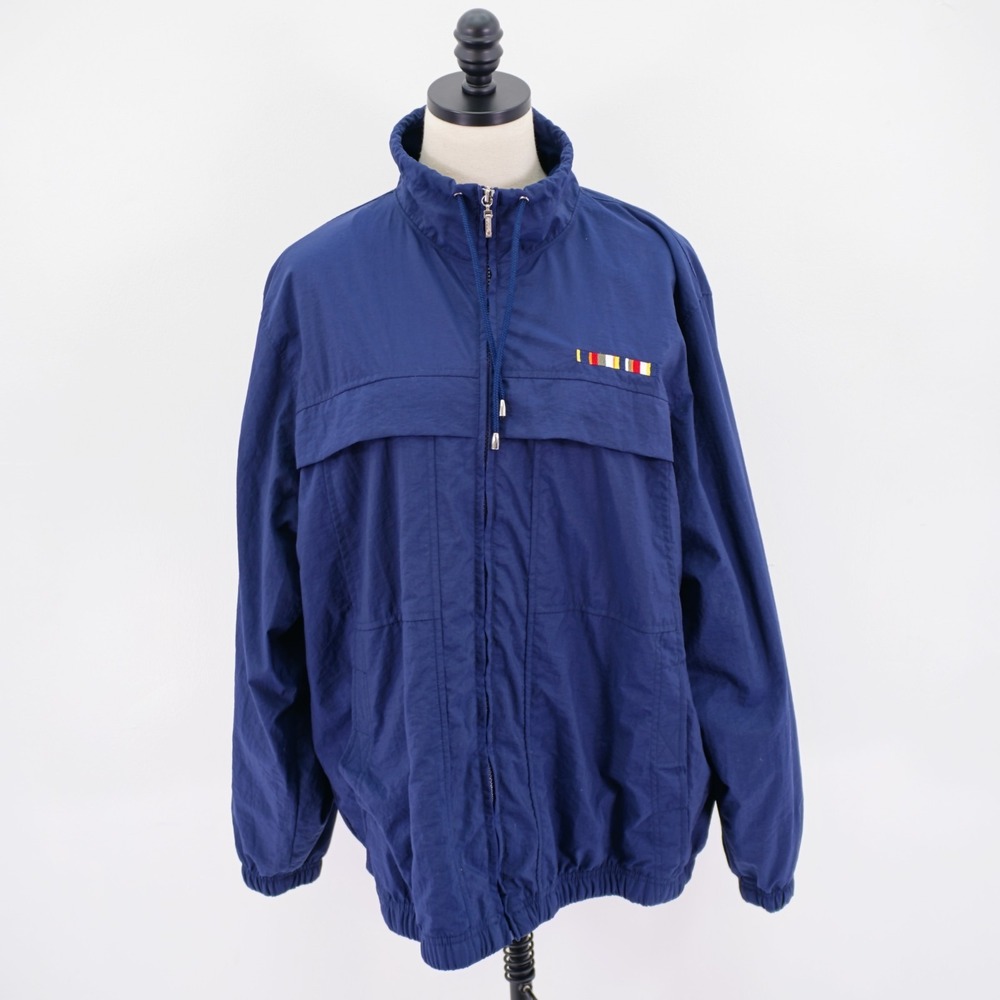 Catalina XL Blue Windbreaker Jacket Full Zip Nylon Mock Neck Mesh Lined